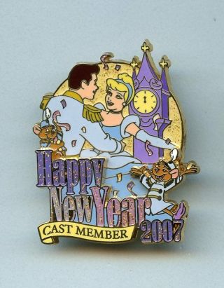 Disney Happy Year Princess Cinderella & Prince Charming Jaq Mouse Cast Pin