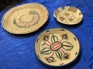 Set Of Three Large Medium To Small Finely Woven Rainforest Bowl Baskets Wounaan