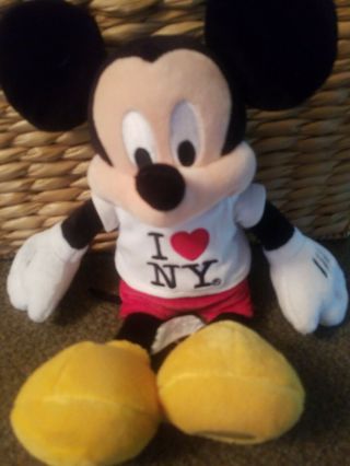 Disney Mickey Mouse I Love York Plush With Tags Almost 15 Inch Stuff Animal