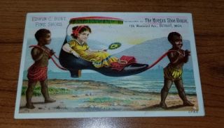 1800s Trade / Advertising Card Black Americana Edwin Burt Shoes Detriot Michigan