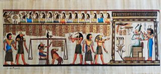 Egyptian Book Of The Dead Thoth,  Horus,  Isis Hand Painted Papyrus 33 