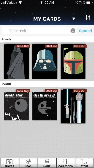 Topps Star Wars Card Trader 2019 Paper Craft With All Awards Digital Cards 2