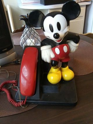Vintage Push Button Phone Figure Mickey Mouse Telephone Att Disney Collectible