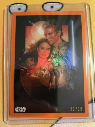 2019 Topps Chrome Star Wars Attack Of The Clones Movie Poster Orange Ref /25