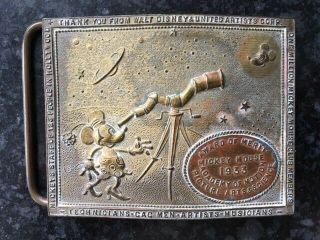 Mickey Mouse " 1933 Award Of Merit " Brass Belt Buckle