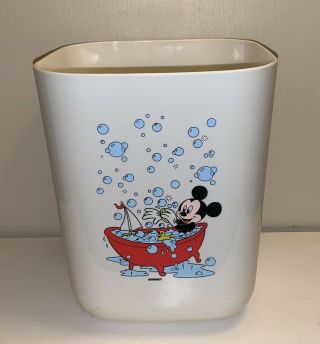 Vintage Disney Mickey Mouse Bathroom Waste Pail Trash Can Bubble Bath Bathtub