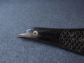 VINTAGE INDONESIAN CARVED BUFFALO HORN BIRD SHAPED HANDLE SPOON 8097C 5