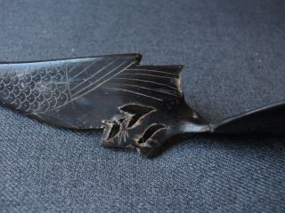 VINTAGE INDONESIAN CARVED BUFFALO HORN BIRD SHAPED HANDLE SPOON 8097C 6