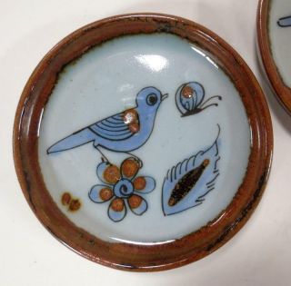 Ken Edwards Pottery El Palomar Mexico Coasters w/ Blue Bird & Butterfly 4