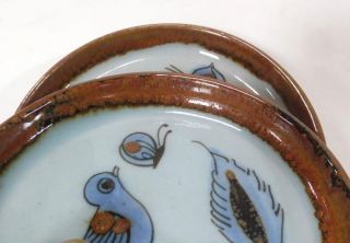 Ken Edwards Pottery El Palomar Mexico Coasters w/ Blue Bird & Butterfly 5