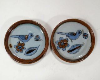Ken Edwards Pottery El Palomar Mexico Coasters w/ Blue Bird & Butterfly 8