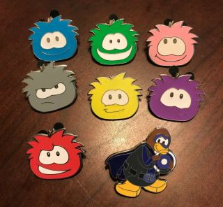 Complete Set Of 7 Disney Club Penguin Puffles Pin Set,  Superhero Penguin Pin