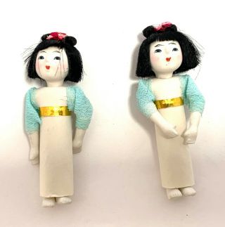 Vintage Japanese Miniature Doll With Hair Ribbon (e23)