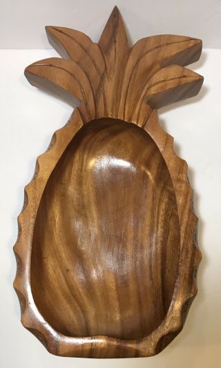 19” Monkey Pod Wood Pineapple Bowl Hawaii Vintage Blair Large Rare 4 1/8” Deep