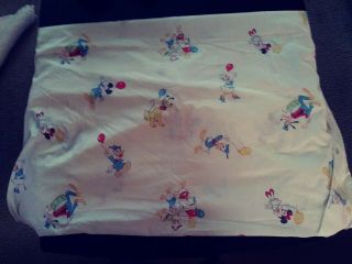 Vintage Disney Mickey Mouse Twin Fitted Sheet Donald Minnie Pluto