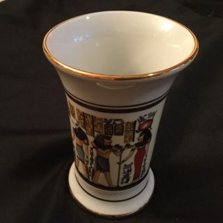 Hand Painted Gold Plated Porcelain Flower Vase Shenni Egyptian 2