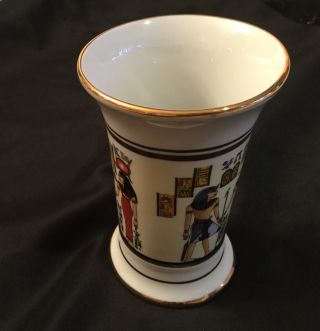 Hand Painted Gold Plated Porcelain Flower Vase Shenni Egyptian 3