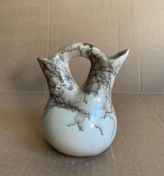 Signed ”S,  Smith Navajo” Native American Handmade Pottery Wedding Vase 5 5/8”Tall 2