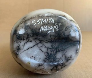 Signed ”S,  Smith Navajo” Native American Handmade Pottery Wedding Vase 5 5/8”Tall 3