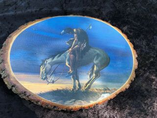 End Of The Trail Native American Indian On A Horse Plaque Wall Hanging 8.  5”x 15”