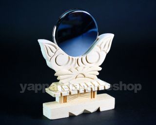Japan Shinto Shrine Kamidana Wood Divine Sacred Mirror Set Small 1.  5 " Miniature