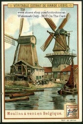 Windmill Powered Lumber Wood Mill Belgium Moulins A Venten C1905 Trade Ad Card
