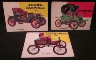 Topps 1954 World On Wheels 3 Trade Cards Of Early 1900s Vehicles 52,  80 & 105
