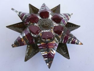 Vintage Mexican Tin Painted Folk Art Star Flower Ornament