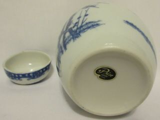 Vintage Blue & White Porcelain Ginger Jar With Lid A Price Japan Import Asian 8