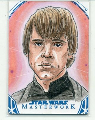 Luke Skywalker 2018 Topps Star Wars Masterwork Artists Sketch Adam Worton 1/1