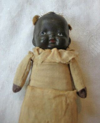 Vintage Small Black Bisque Head Baby Doll Black Americana
