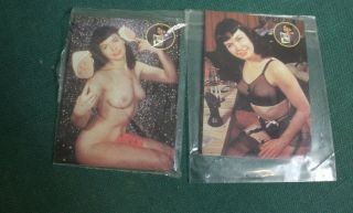 2 Bettie Page And Friends 4 Card Factory Betty Promo Set By Keva Nm Scarc