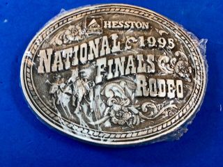Large 1995 Agco Nfr National Finals Rodeo Hesston Western Belt Buckle