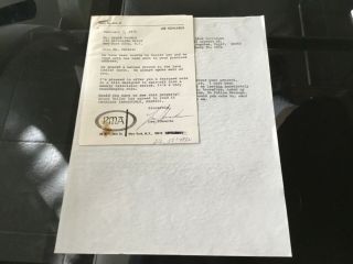 Brock Peters Actor “motion Picture Film Role Offer” Letter & Correspondence