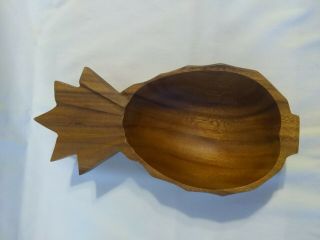 Vintage Monkey Pod Wood Pineapple Shape Bowl,  Made in Phillipines 5