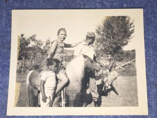 Vintage Black Americana Photograph Family With Black Lady On Pony