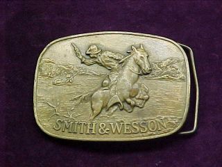 Vintage Brass Official 1975 Smith & Wesson Belt Buckle 3 1/4 " X 2 3/8 "