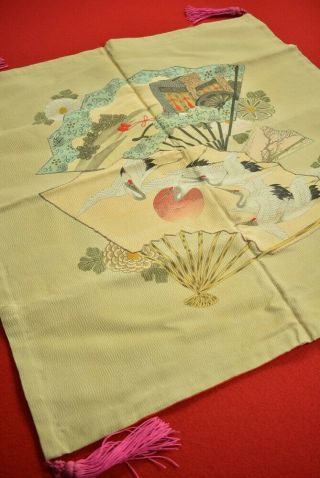 Yv66/260 Vintage Japanese Fabric Silk Antique Boro Kusakizome Fukusa 28.  3 "