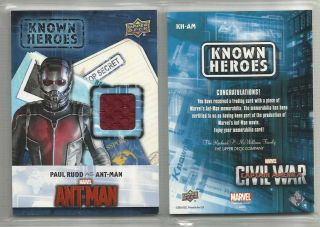 Captain America: Civil War Known Heroes " Memorabilia/relic " Chase Card Kh - Am