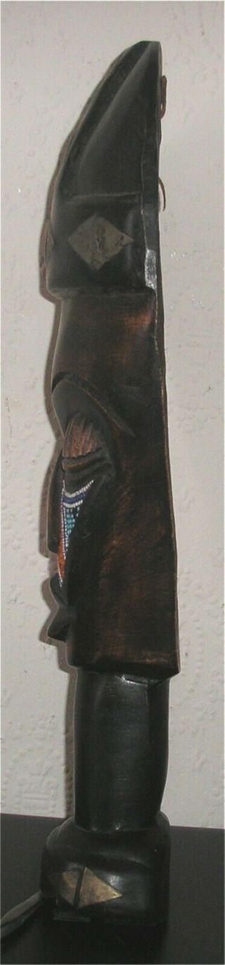 Vintage Hand Carved African Beaded Mask and Stand in One Piece 4