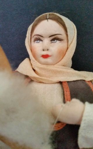 2 Vintage/Antique Turkish Cloth Dolls Painted Faces Leather Shoes 11 