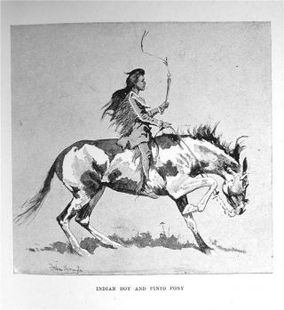 1892 Indian Boy On Pinto Pony Print By Frederic Remington Western History