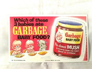 Vintage 1969 Topps Wacky Pack Package Ads 27 Garbage Baby Food Short Perf Card
