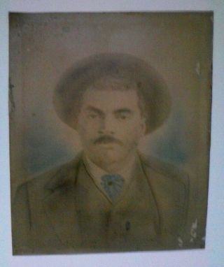 Antique Hand - Tinted Photograph African American Black Man 8x10 " Portrait
