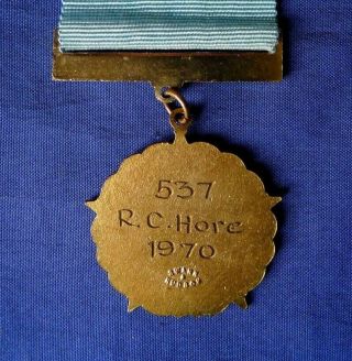 ROYAL FREEMASONS HOMES OF VICTORIA LIFE GOVERNOR MEDAL: TO; R C HORE 1970. 4