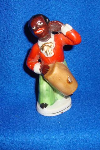 Vintage Black Americana Ceramic Bongo Player Made In Japan
