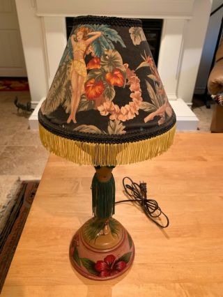 Hula Lamp,  Hawaii,  Hand Painted,  Made In Hawaii,  Vintage