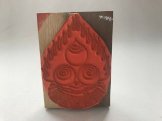 Rubber Wooden Stamp Buddhist Temple Square Handle Rare Black Japanese Vtg V19
