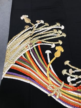@@Vintage/Japanese tomesode kimono silk fabric/ embroidered braids K72 3