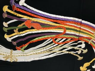 @@Vintage/Japanese tomesode kimono silk fabric/ embroidered braids K72 4